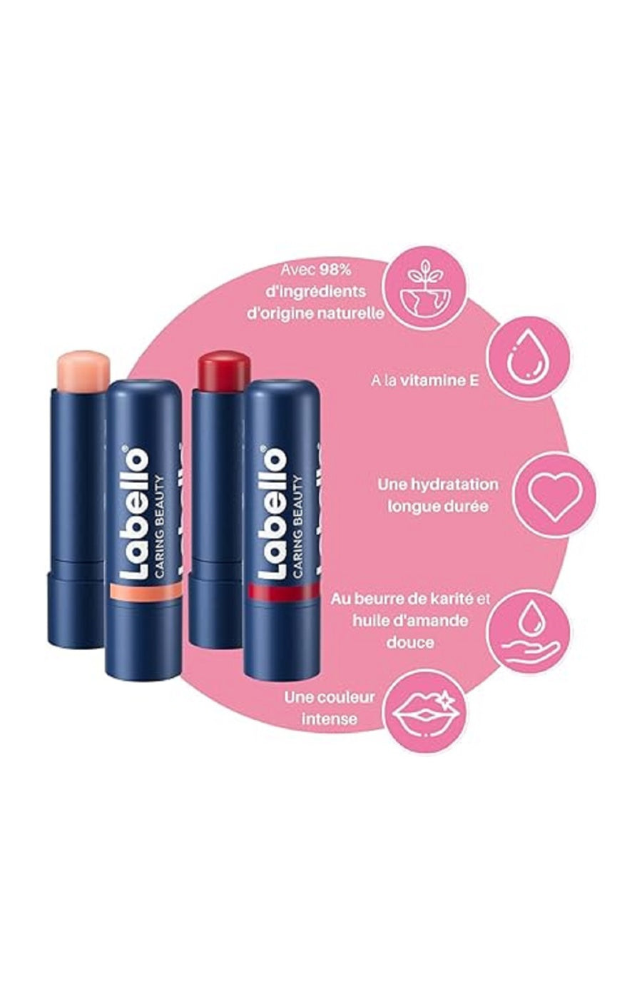 Baume à lèvres Nude - Caring Beauty - 2 x 4,8 g