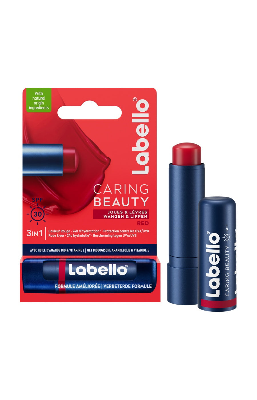Baume à lèvres rouge - Caring Beauty - 2 x 4,8 g