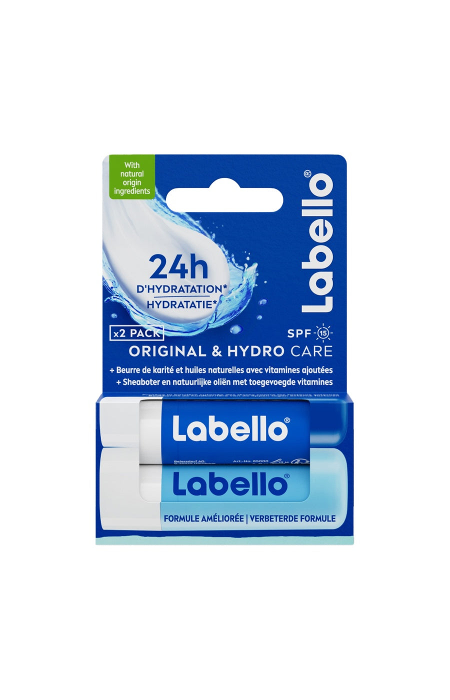Duo baumes à lèvres SPF 15  - Original &  Hydro Care + - 2 x 4,8 g